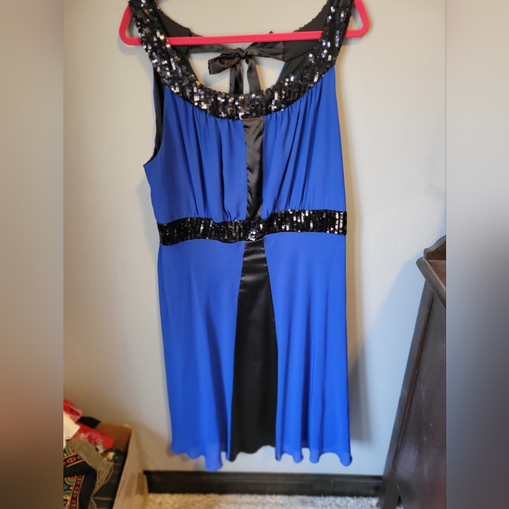 Lane Bryant Size 20 Royal blue with black accent & sequence neck line and waist